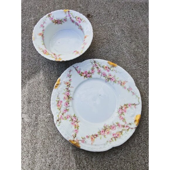 Haviland Limoges France Varenne Pink Rose Bone China Ramekin & Saucer Set Of 5 - Picture 6 of 11